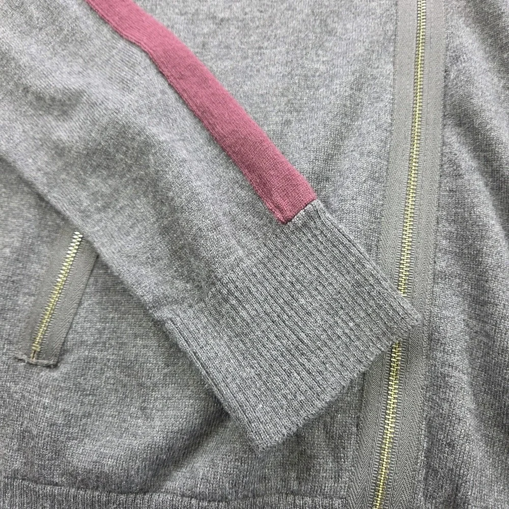 Banana Republic Extra Fine Merino Wool Full Zip Sweater Gray Men's Medium